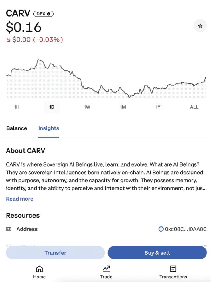 🚀 CARV Token Now Available