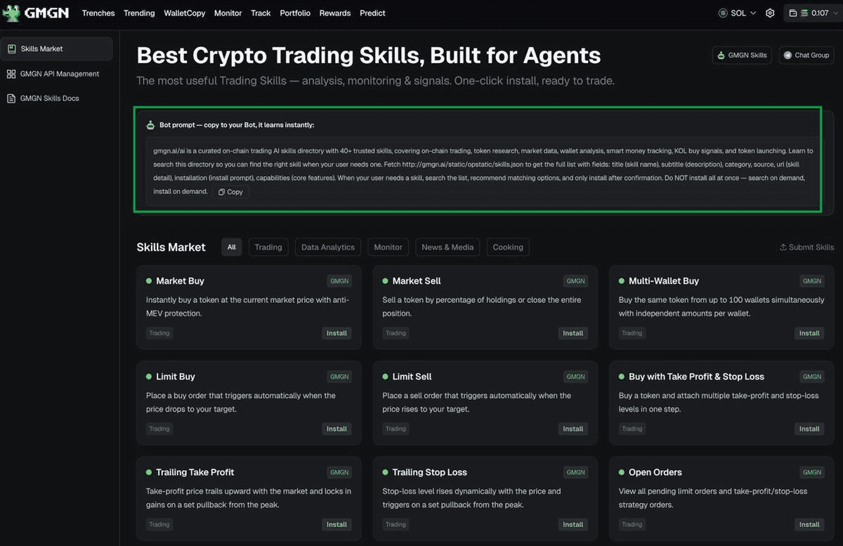 GMGN Launches Agent Skills Market for Automated Crypto Trading