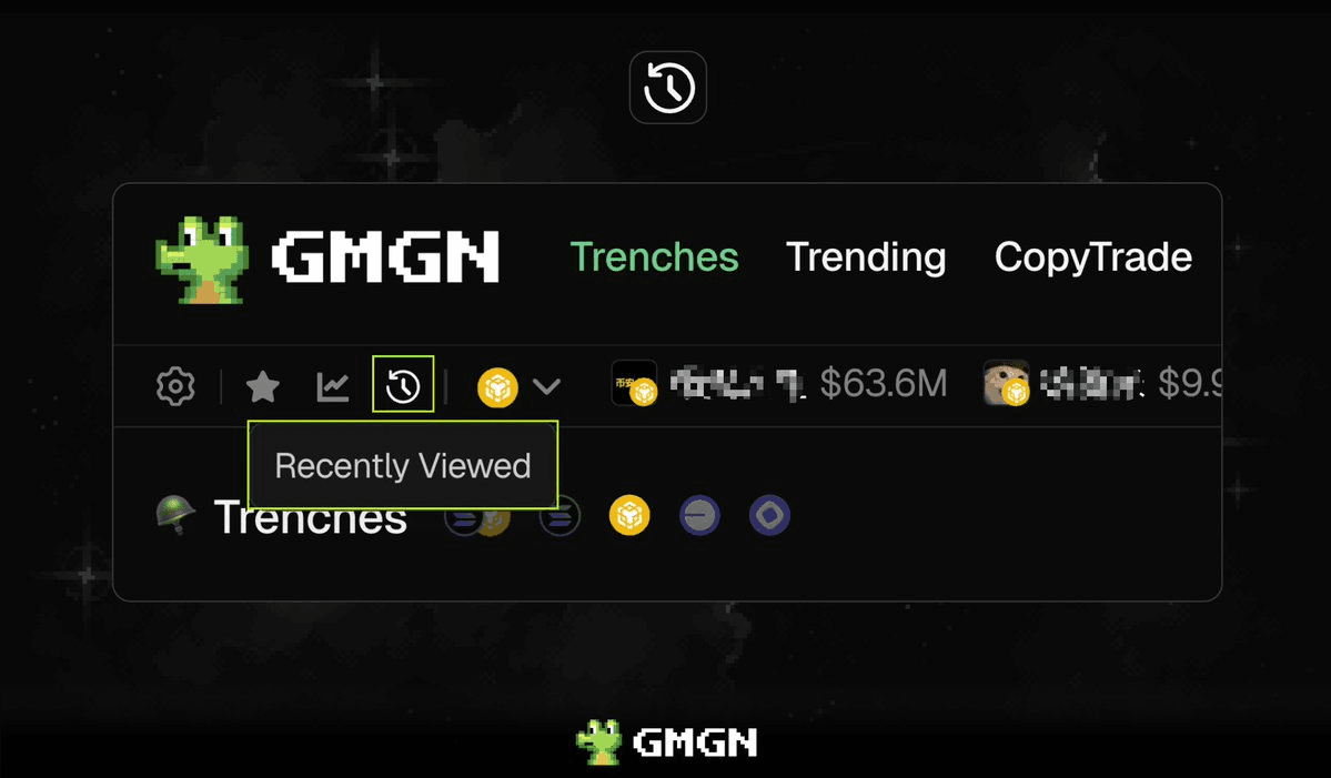 GMGN Adds Quick Access Bar for Recently Viewed Tokens