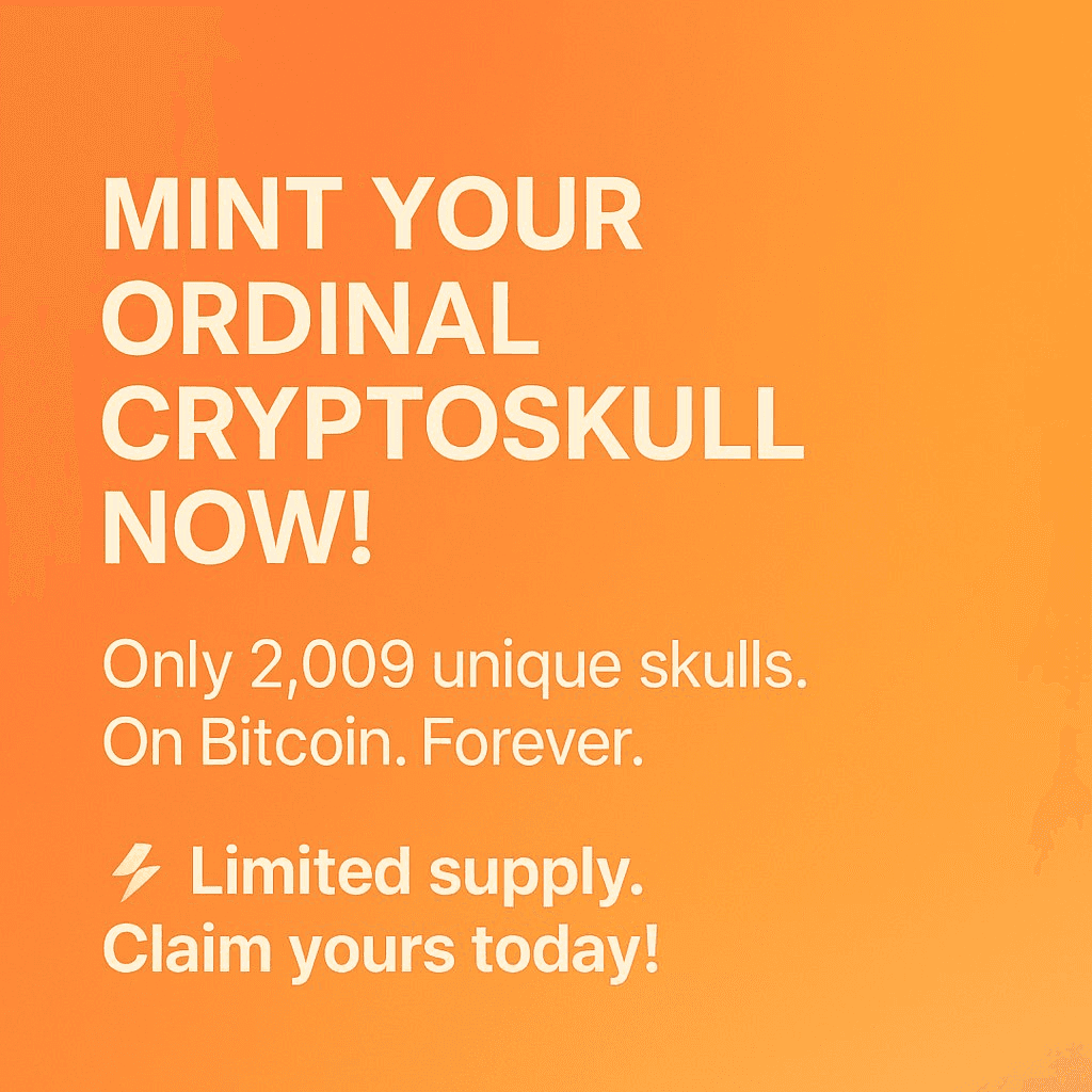 Ordinal CryptoSkulls Launch on Bitcoin