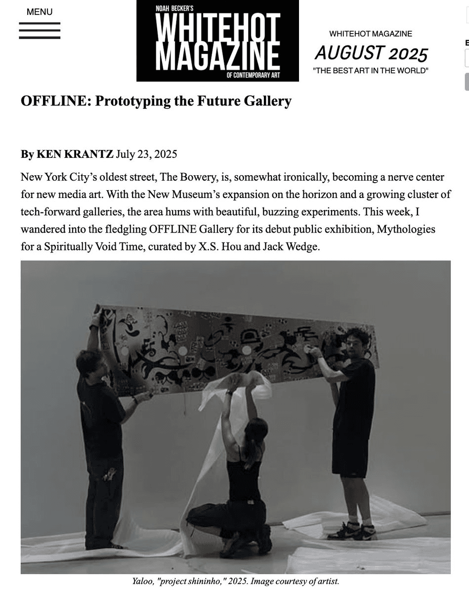 Offline Gallery Featured in Whitehot Magazine