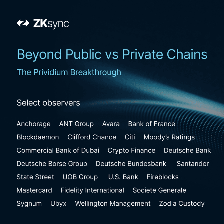 ZKsync Advances Prividium Breakthrough Initiative for Institutional Crypto