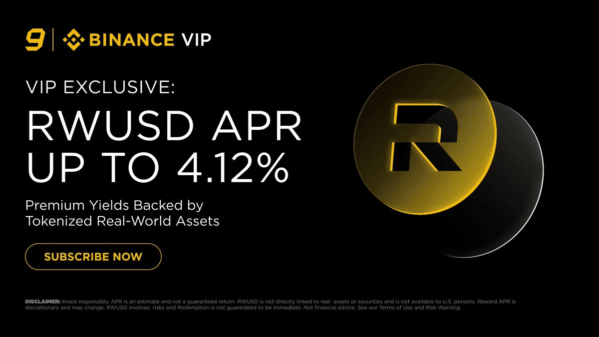 Binance Launches VIP-Exclusive RWUSD Stablecoin Yield Product at 4.12% APR