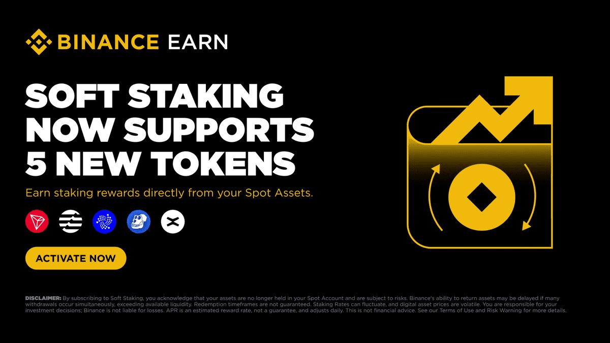 Binance Expands Soft Staking to Five New Tokens