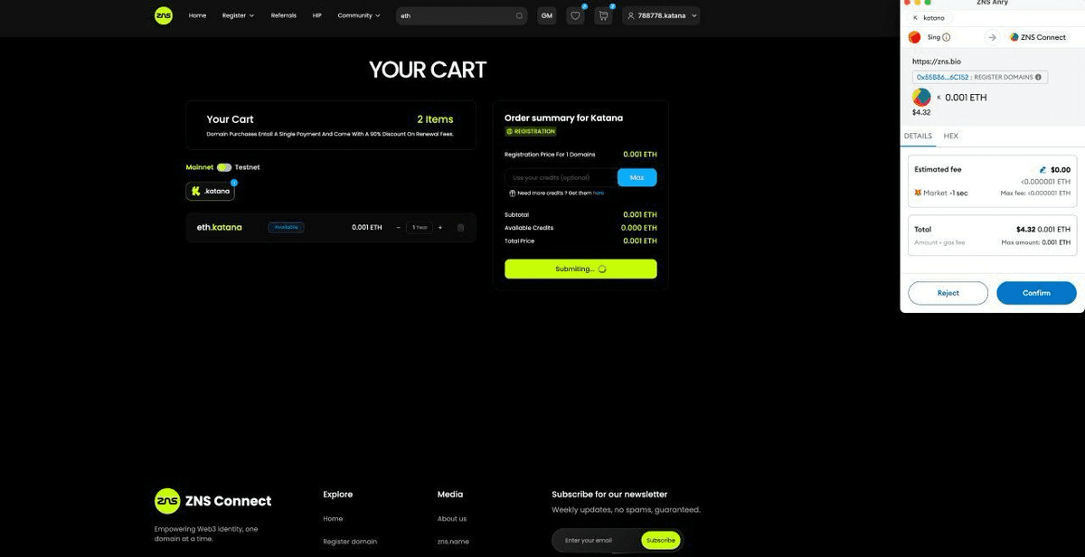 Katana Launches Domain Service on Mainnet with Exclusive Perks