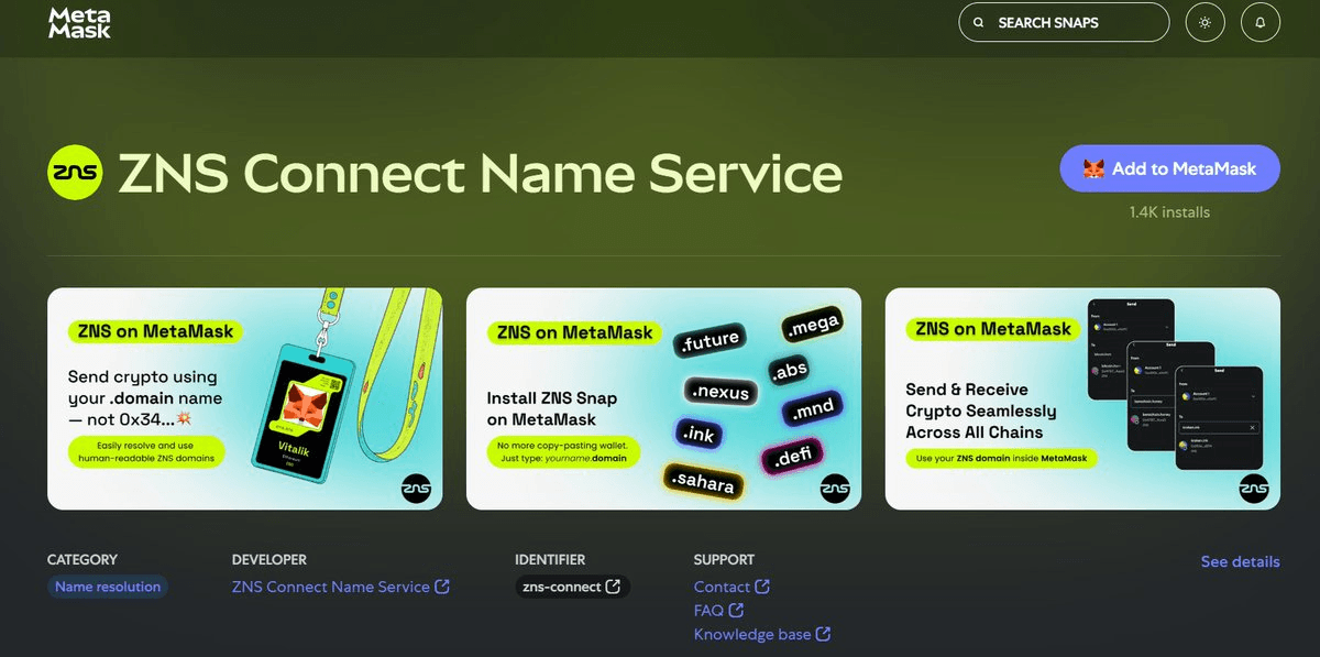 MetaMask Integrates ZNS Domains Through Snaps