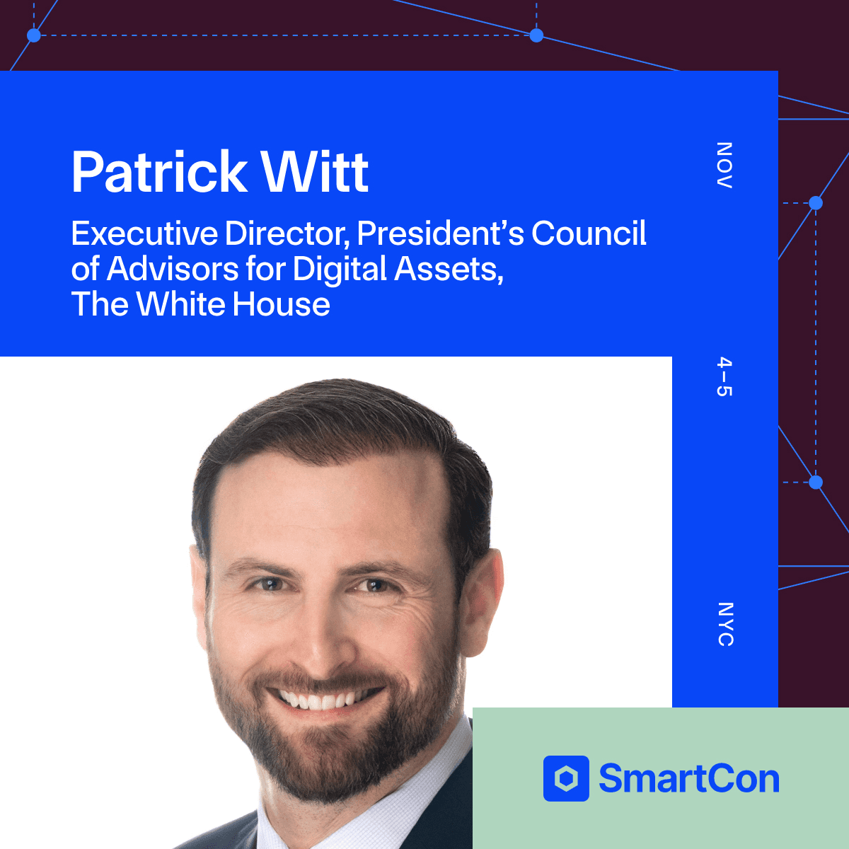 White House Digital Assets Executive Director to Speak at SmartCon NYC