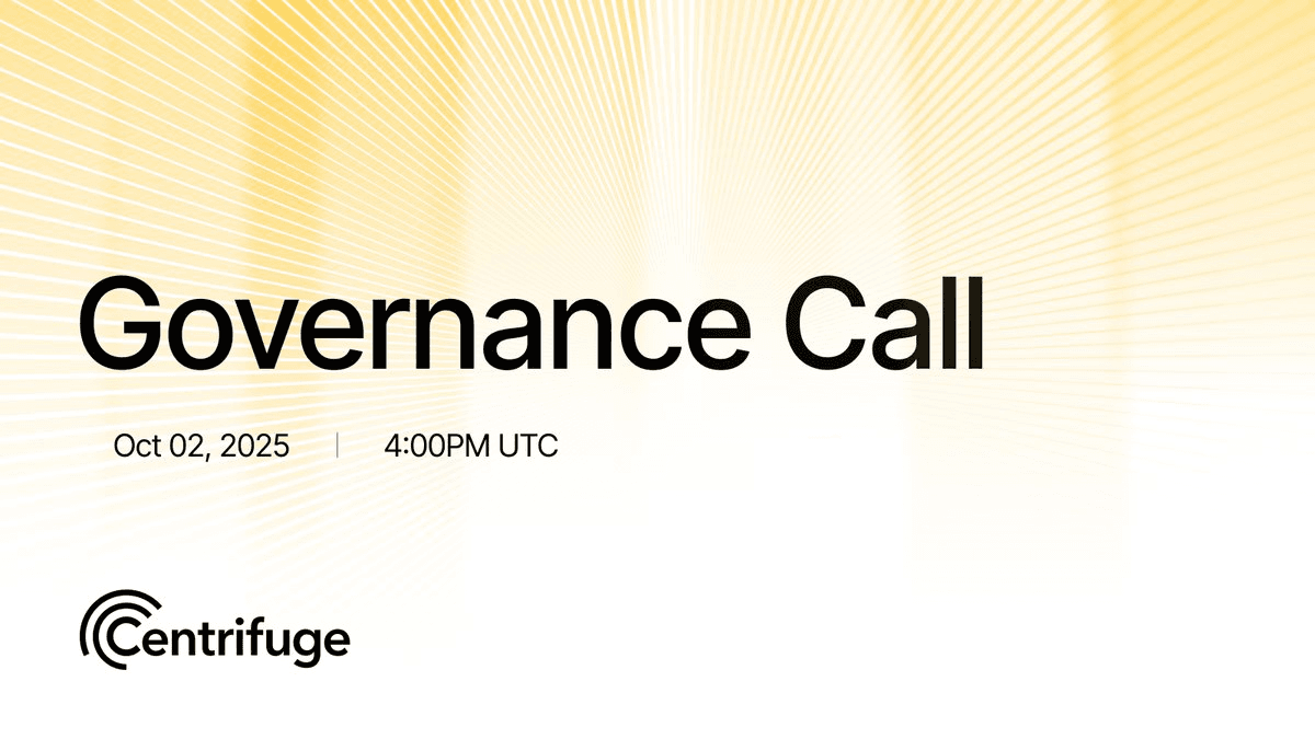 Centrifuge DAO Governance Call Scheduled for October 2nd