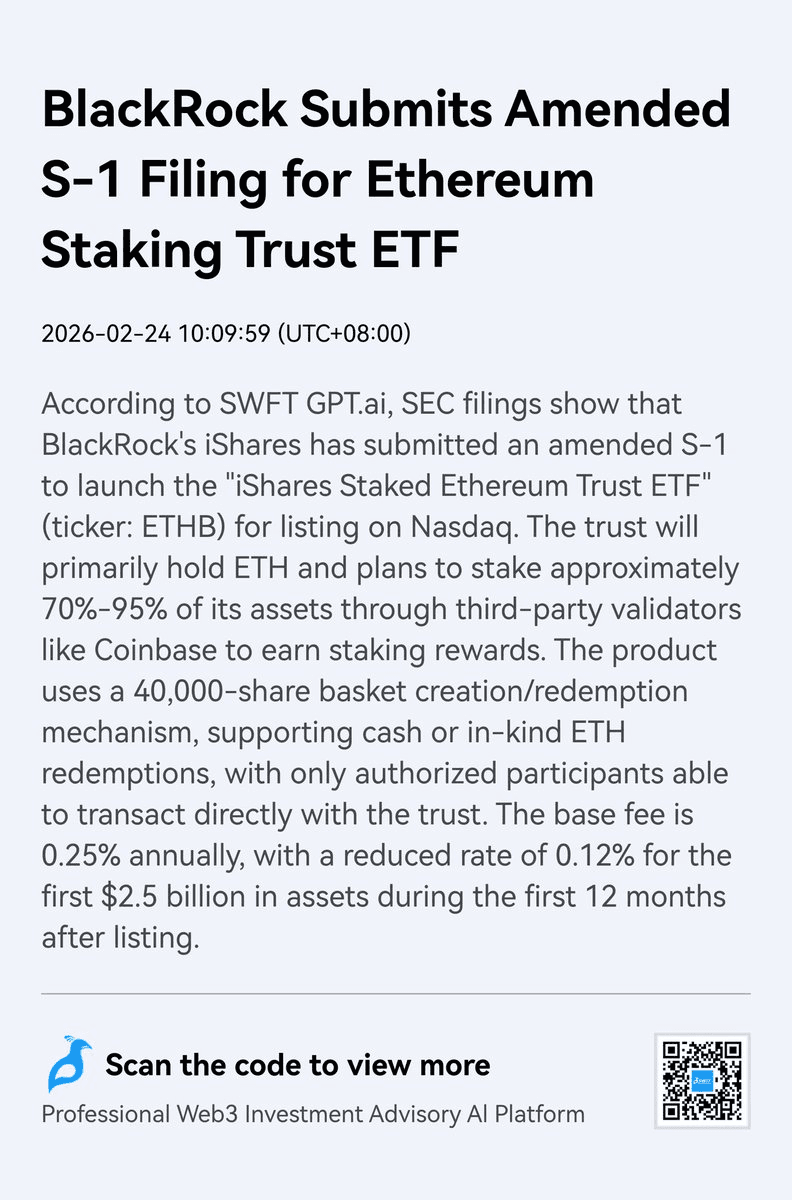 BlackRock Files Amended S-1 for Staked Ethereum ETF Seeking Nasdaq Listing
