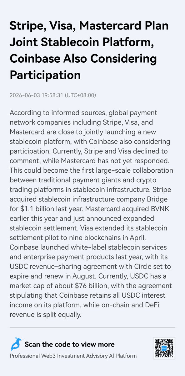 Stripe, Visa, Mastercard, and Coinbase Near Launch of Shared Stablecoin Platform
