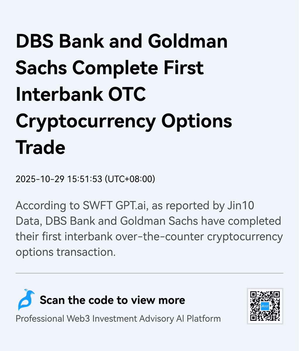 DBS Bank and Goldman Sachs Complete First Interbank Crypto Options Trade