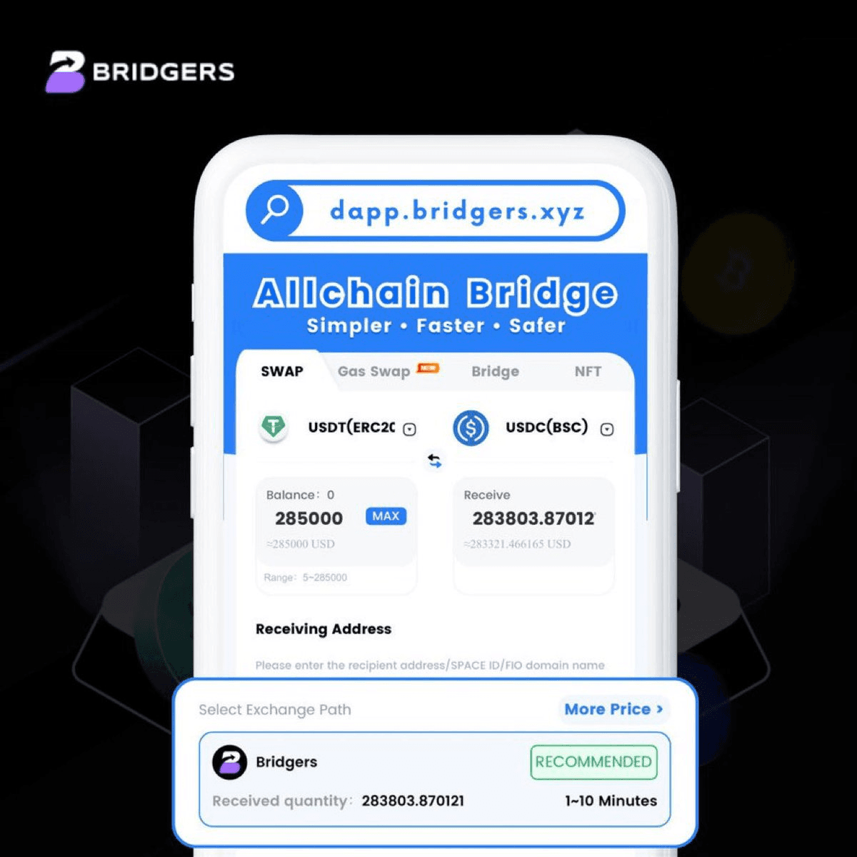 Bridgers Launches Non-Custodial Token Swap Platform