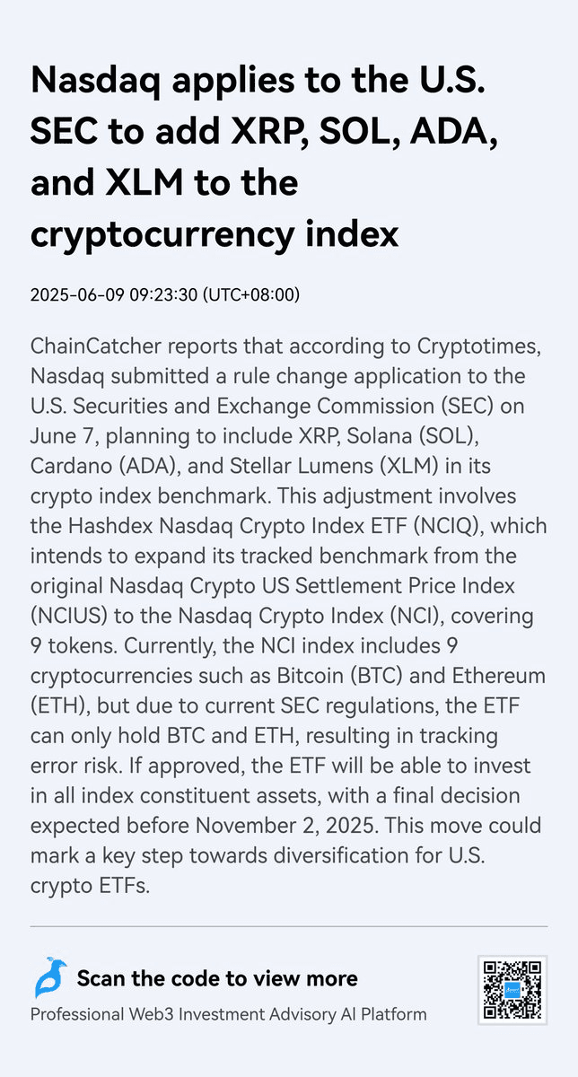Nasdaq Seeks to Expand Crypto ETF with XRP, SOL, ADA, and XLM