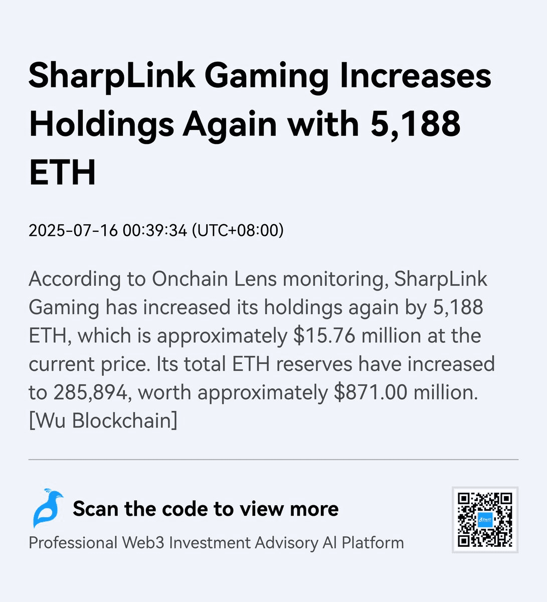 SharpLink Gaming Continues Ethereum Accumulation Strategy