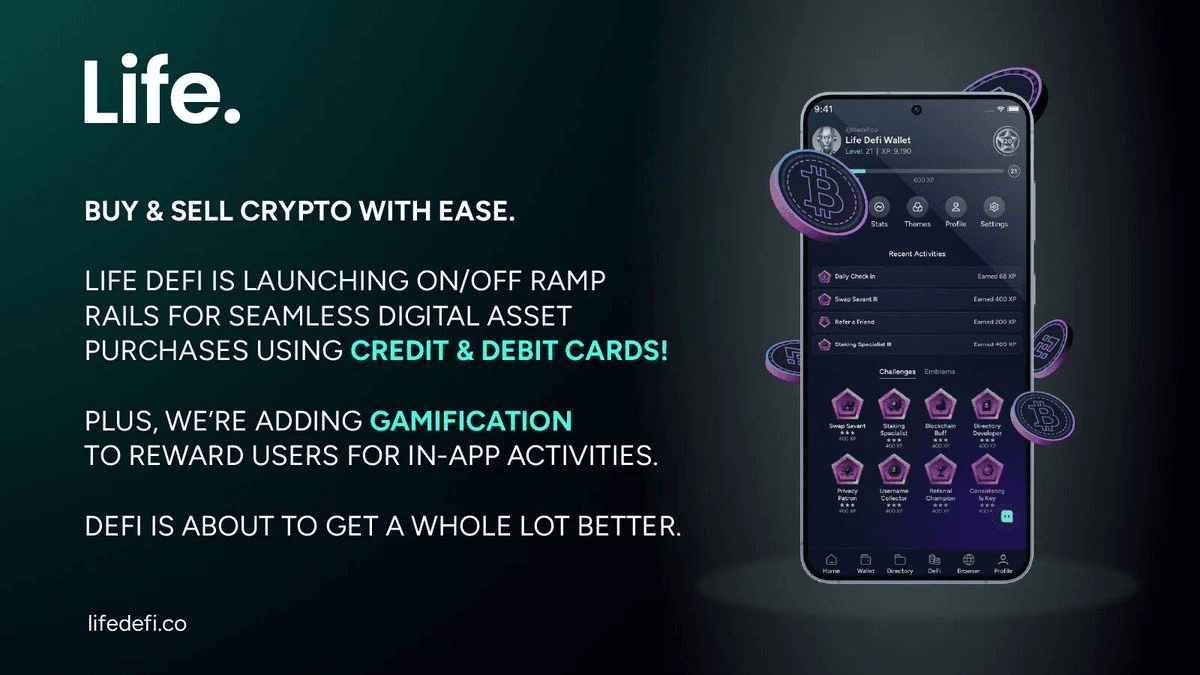 Life DeFi Launches Fiat On/Off Ramps and Gamification Features
