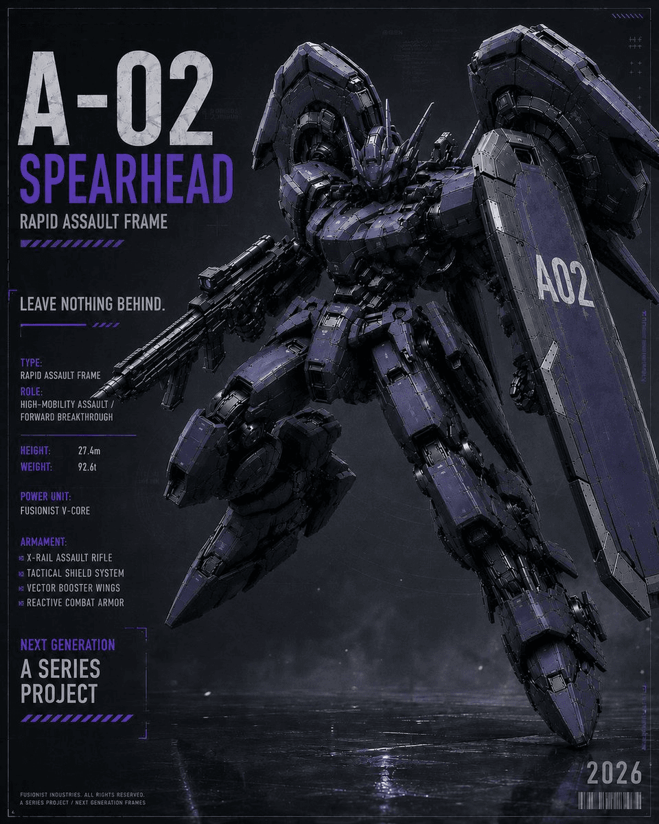 A-02 Spearhead Mech Unveiled with Twin Rifles and Aggressive Combat Design
