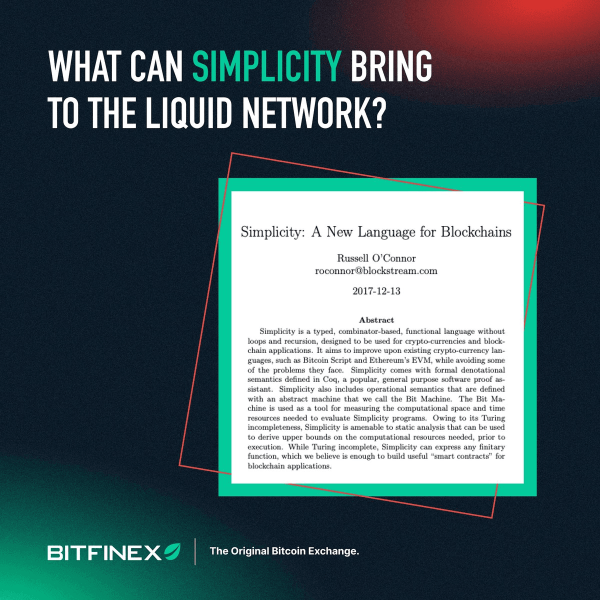 Liquid Network Launches Simplicity Smart Contract Language for Bitcoin