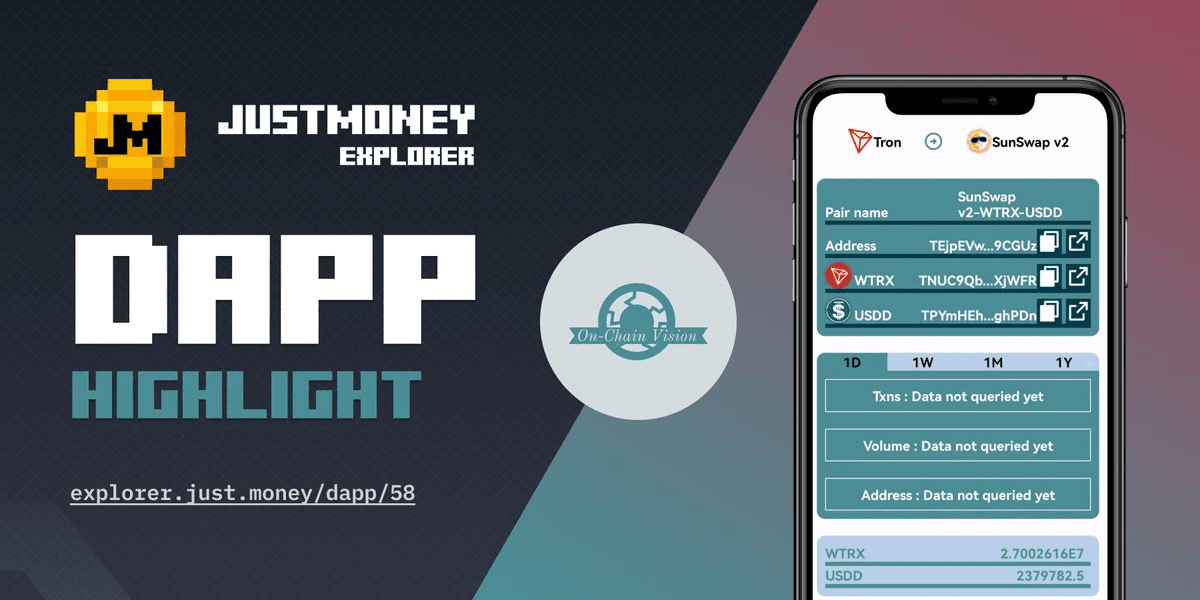OnChainVision Mobile App Listed on JustMoney Explorer for TRON Asset Management